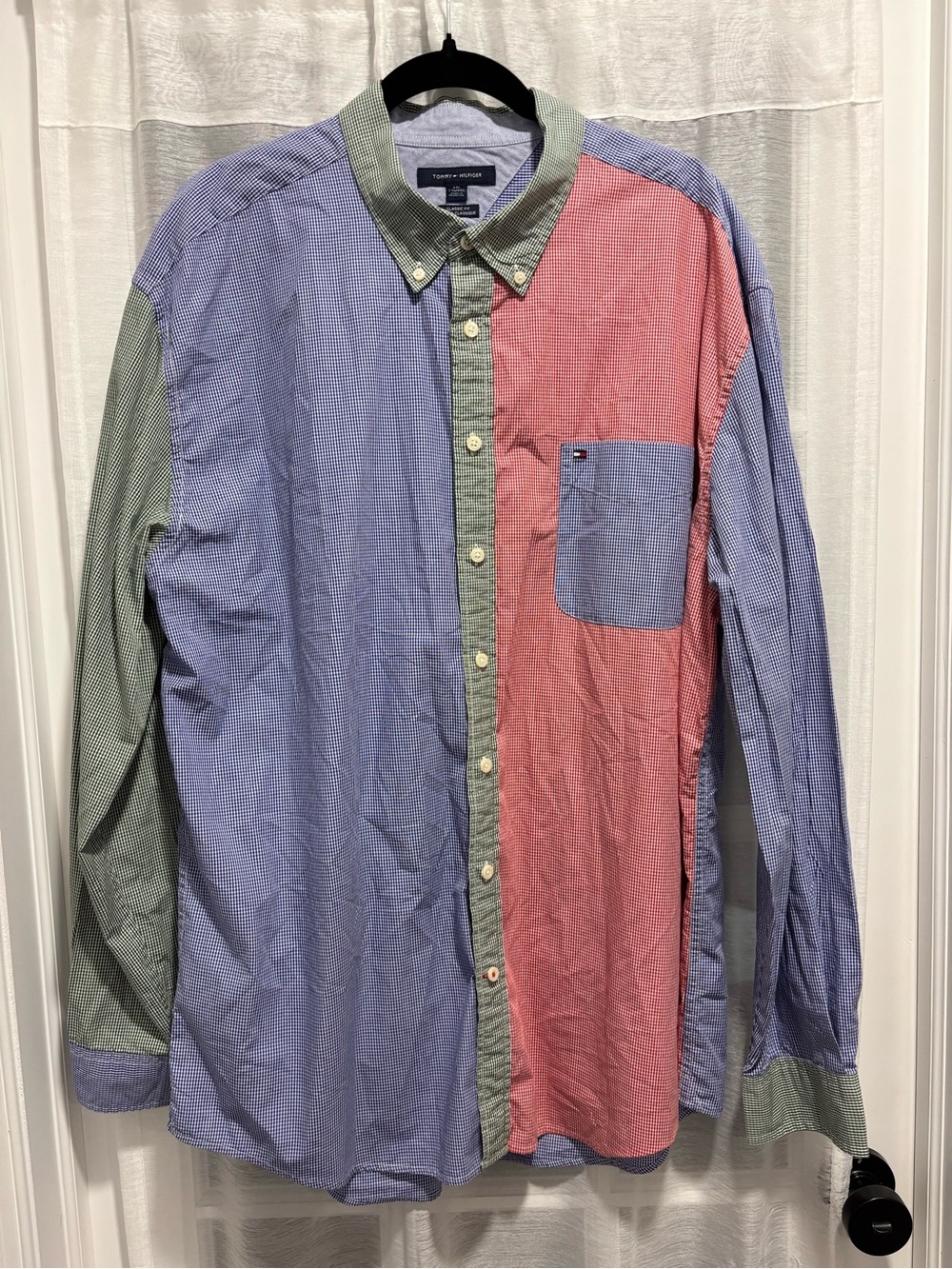 Tommy Hilfiger Classic Fit Colorblock Gingham Button-Up Shirt Men’s XXL